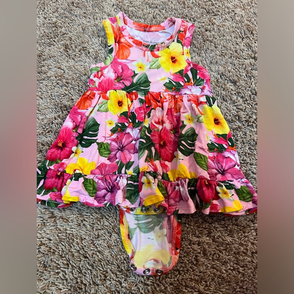 Posh Peanut 0-3m bamboo floral dress